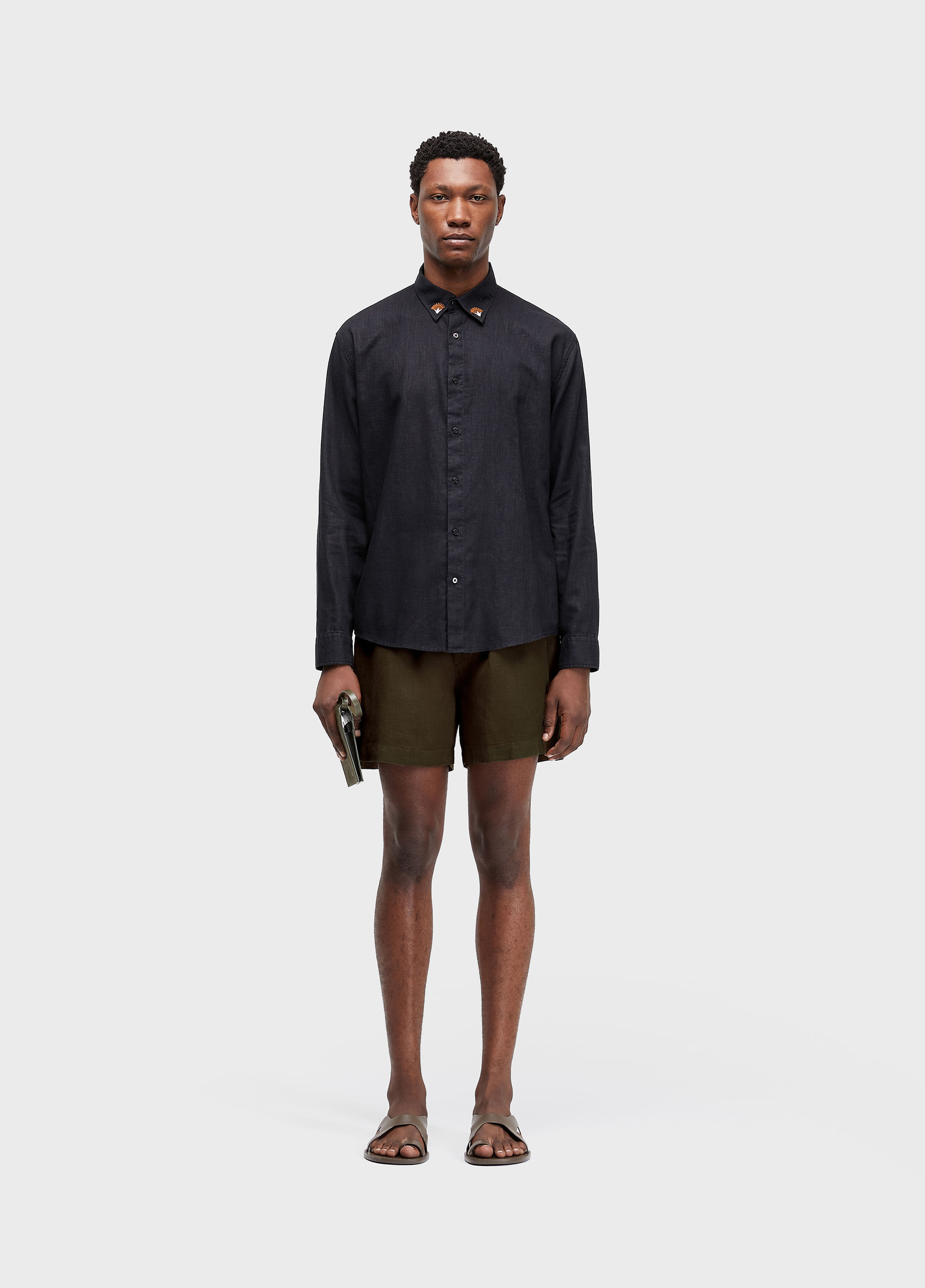 Camisa linen floral trama