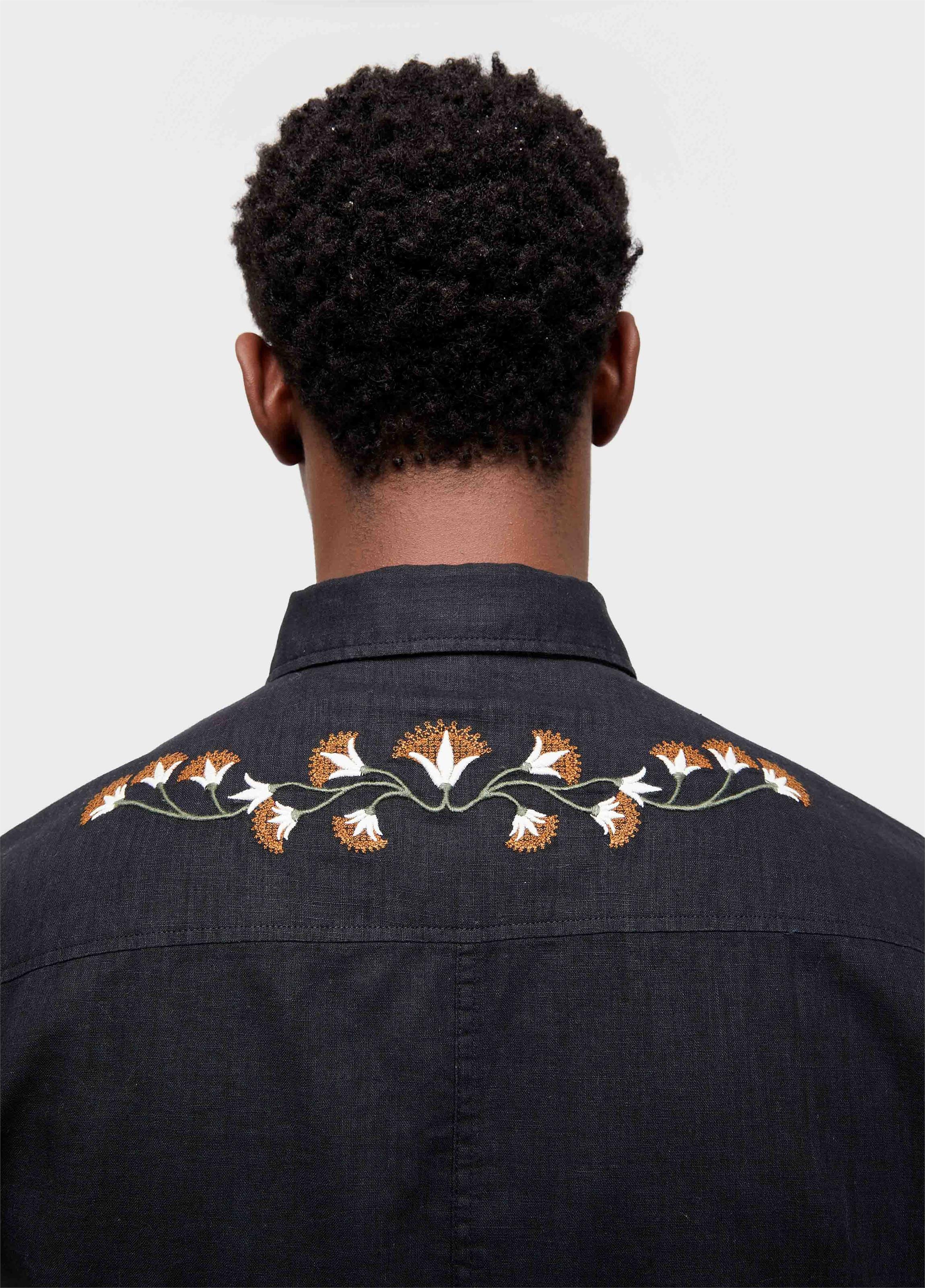 Camisa linen floral trama