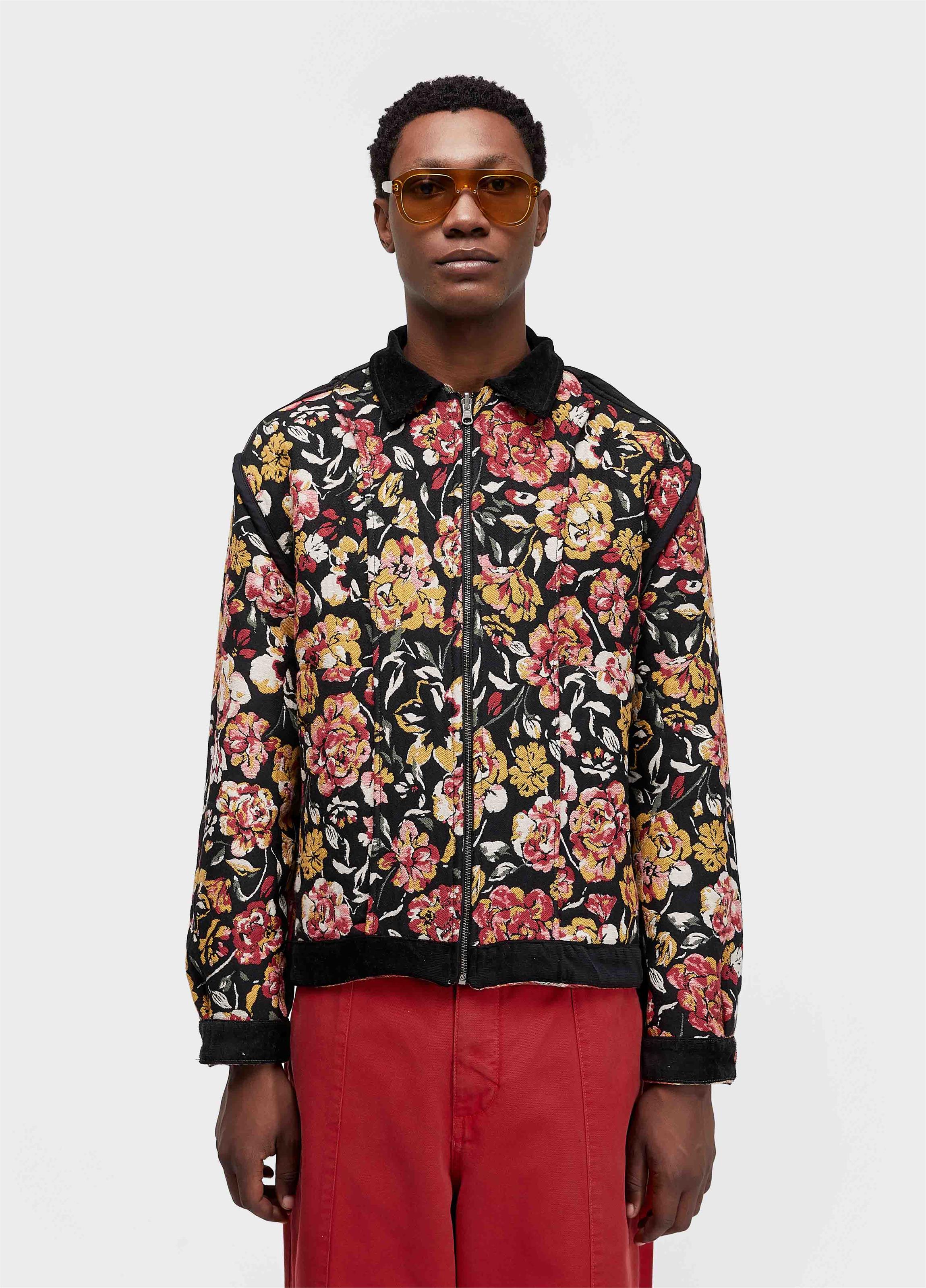 Jaqueta bomber velvet roseira jacquard