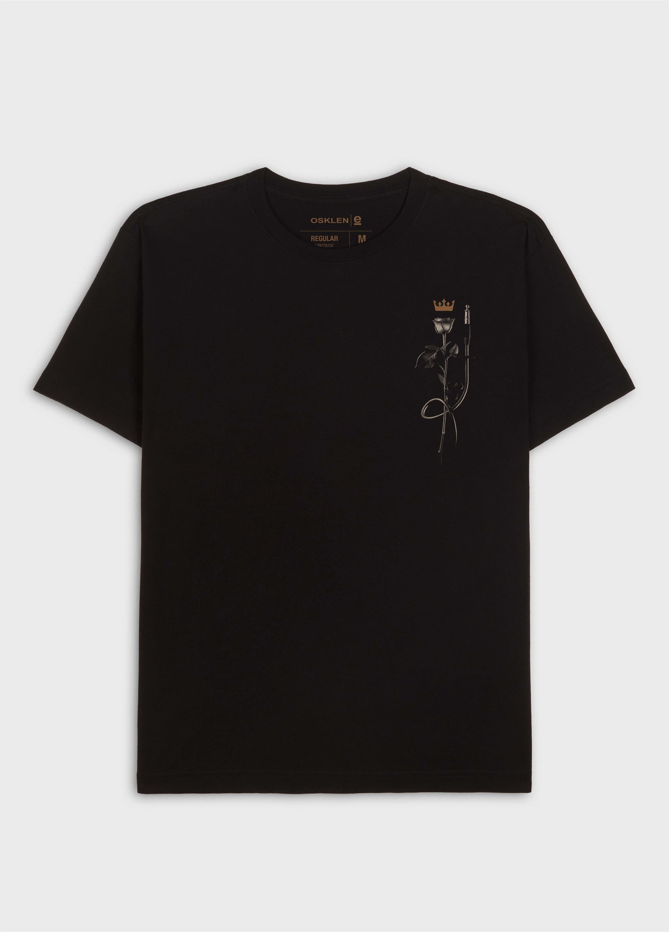 T-shirt regular vintage rose rock