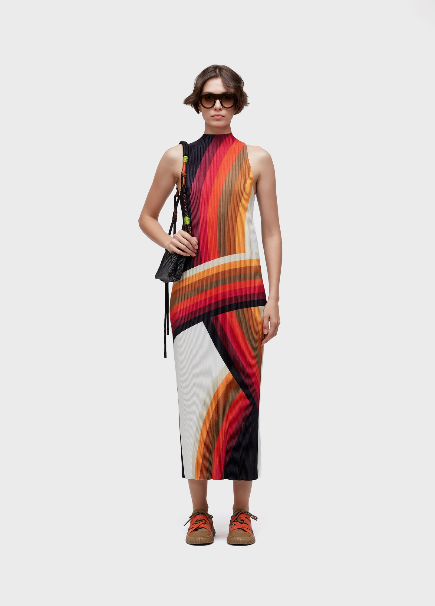 Vestido raglan longui plisse onda