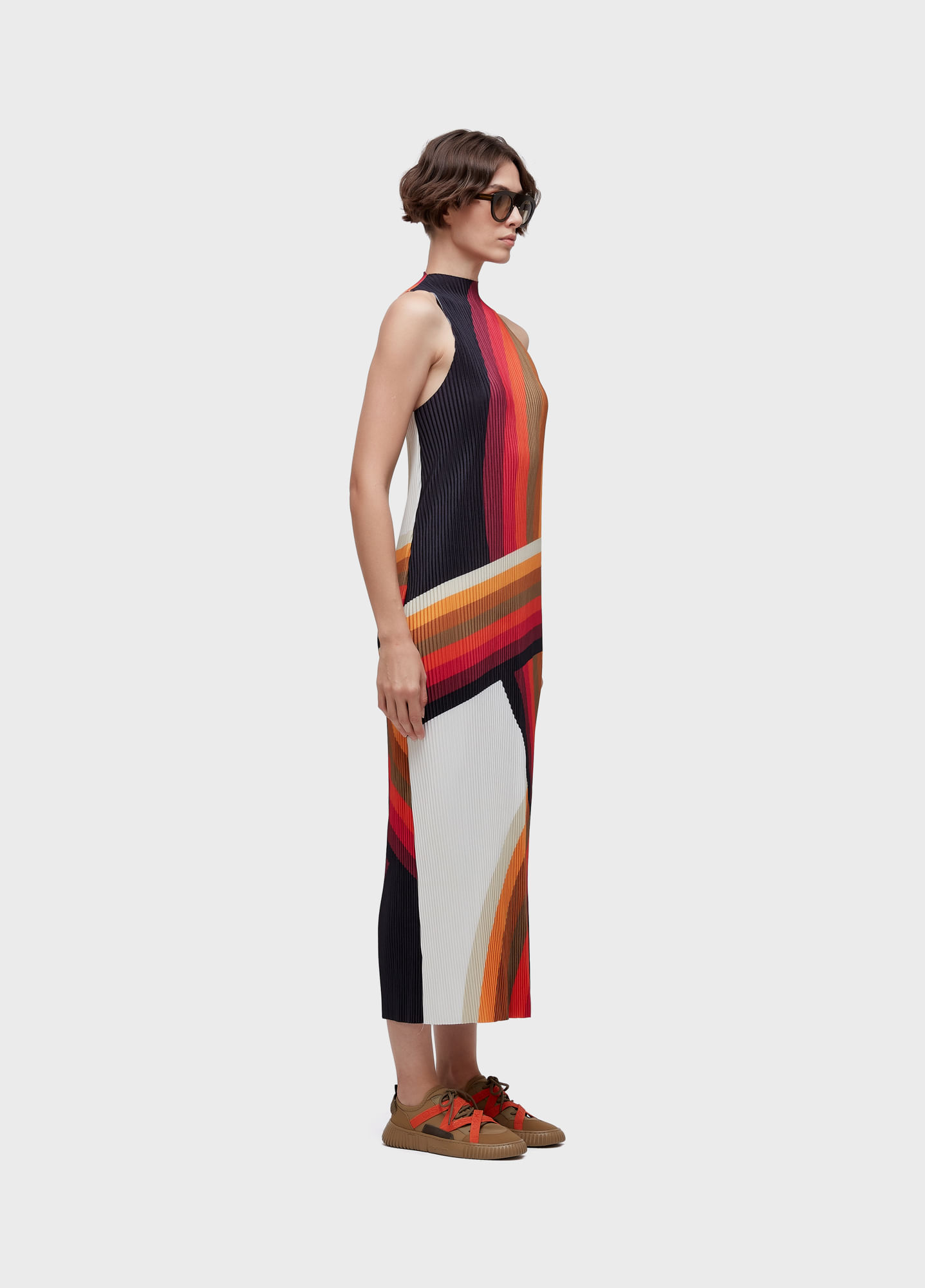 Vestido raglan longui plisse onda