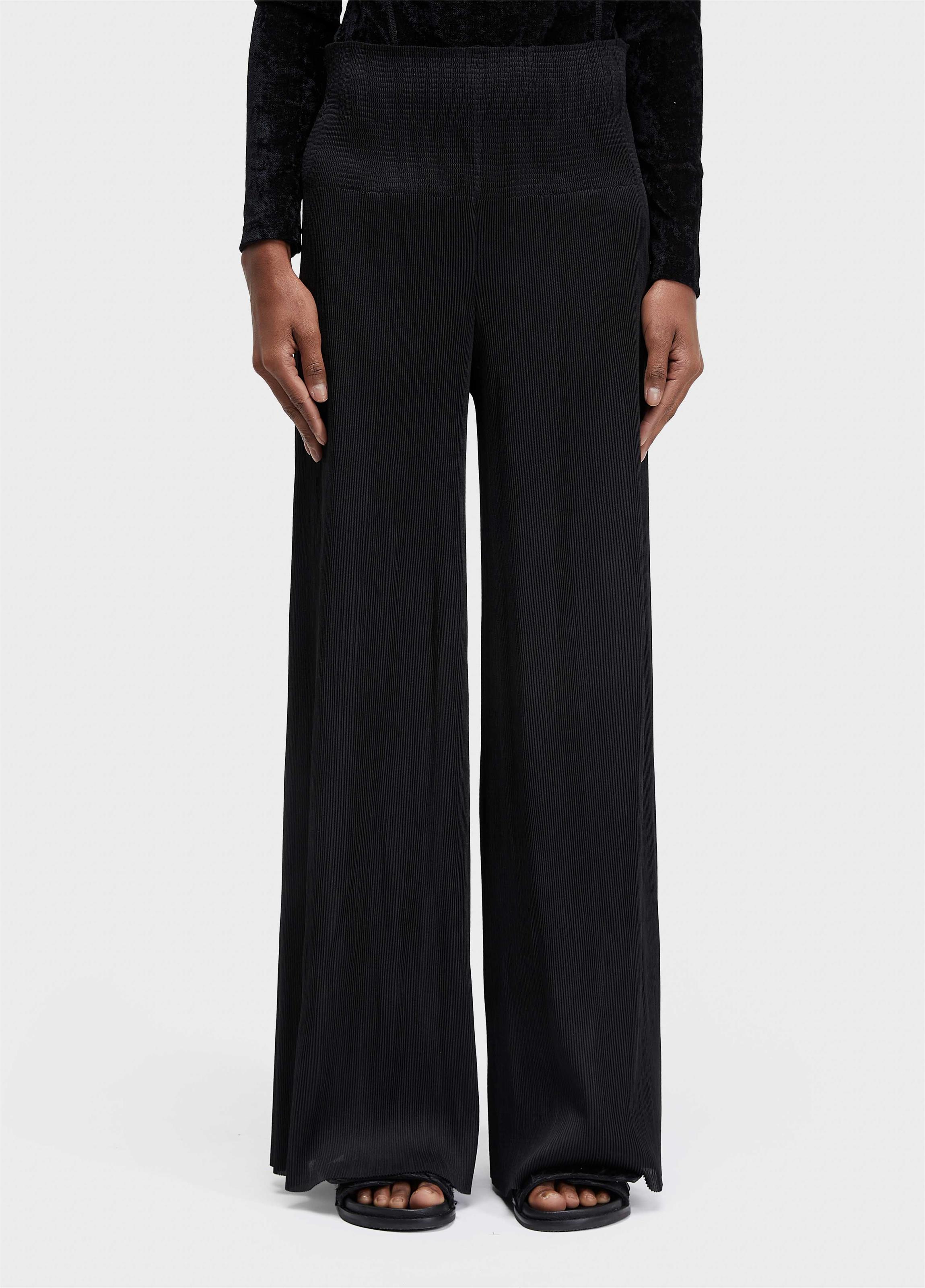 Calça pantalona lastex plisse