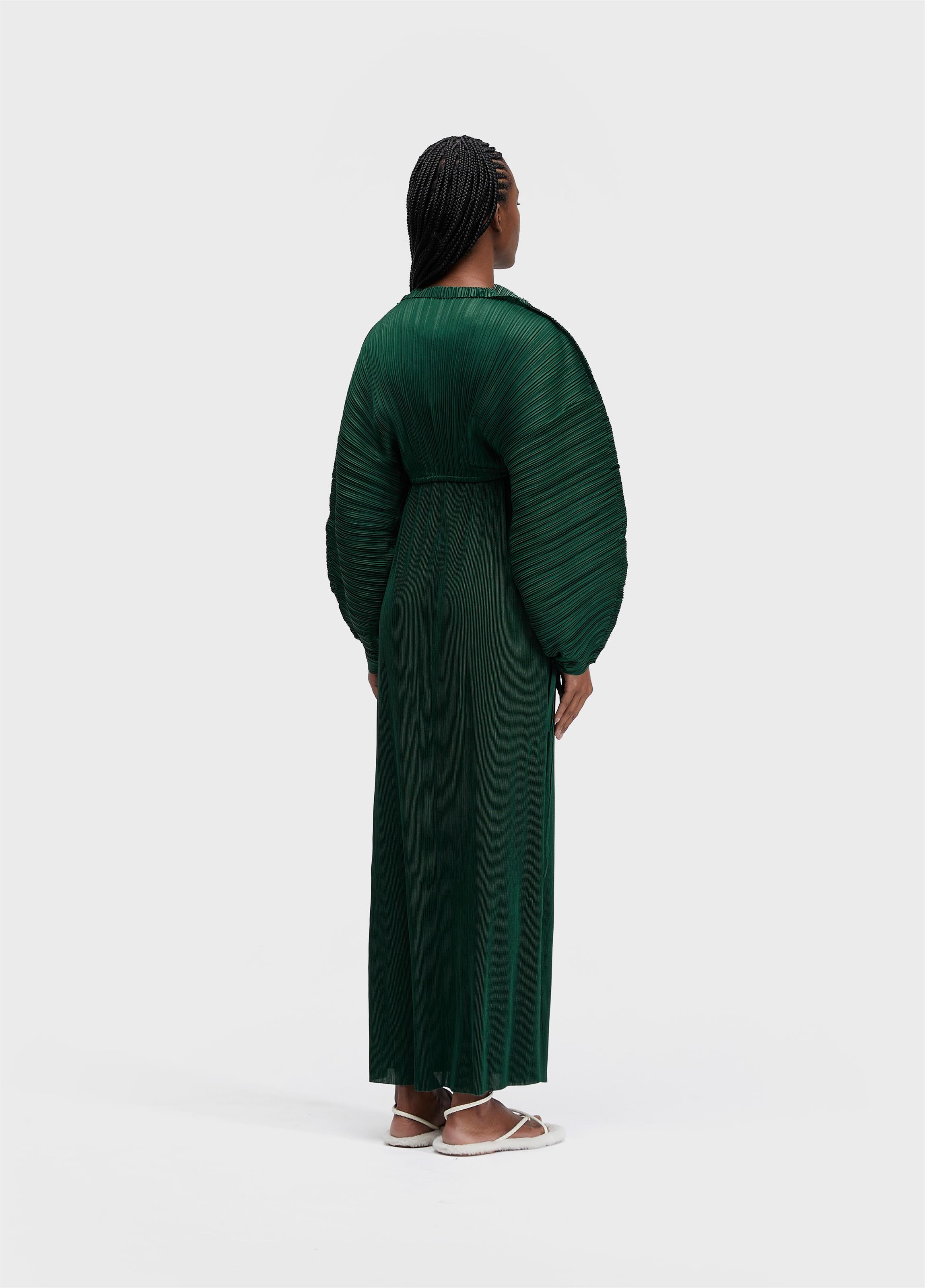 Vestido raglan duo longo plisse