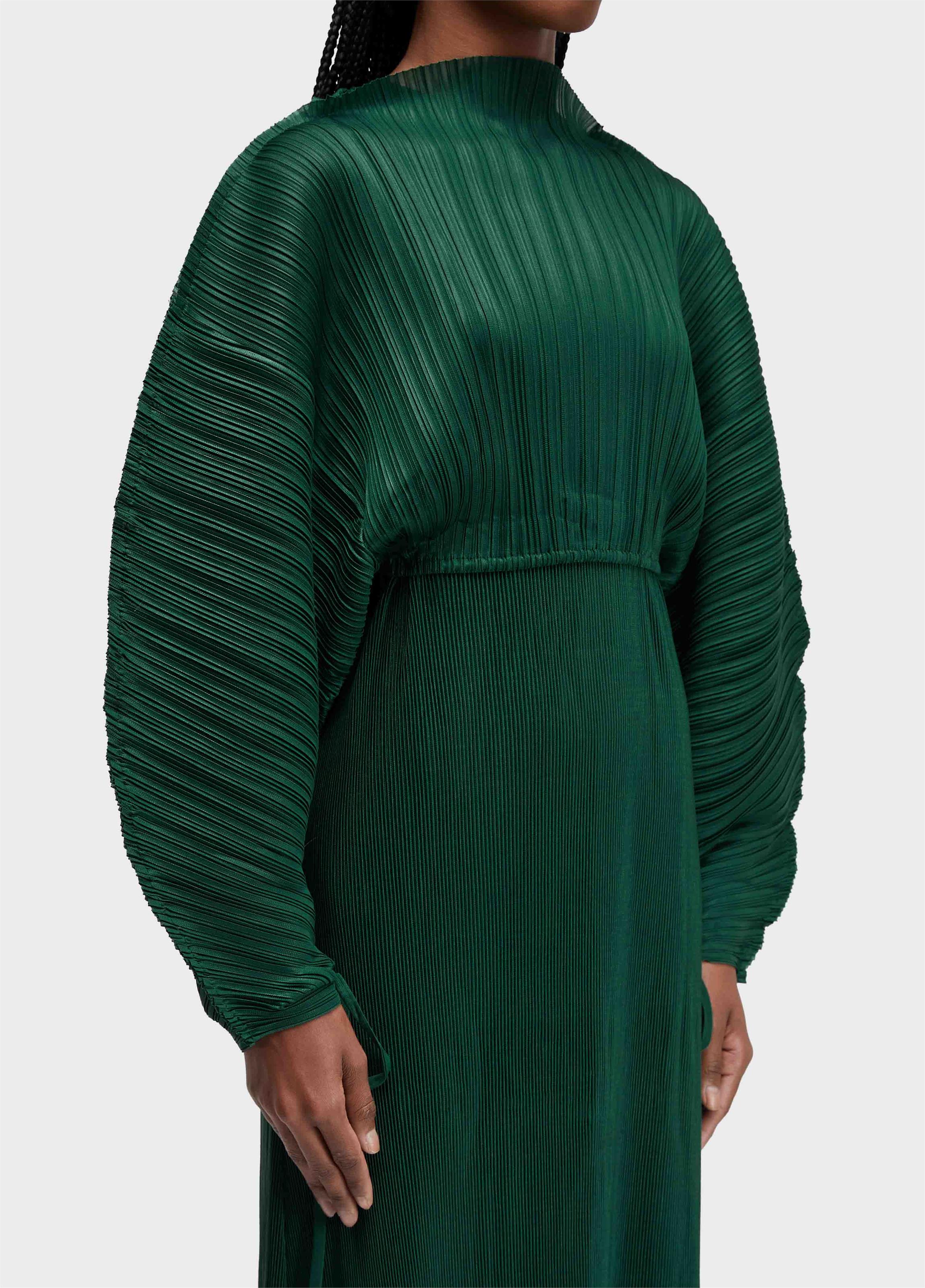 Vestido raglan duo longo plisse
