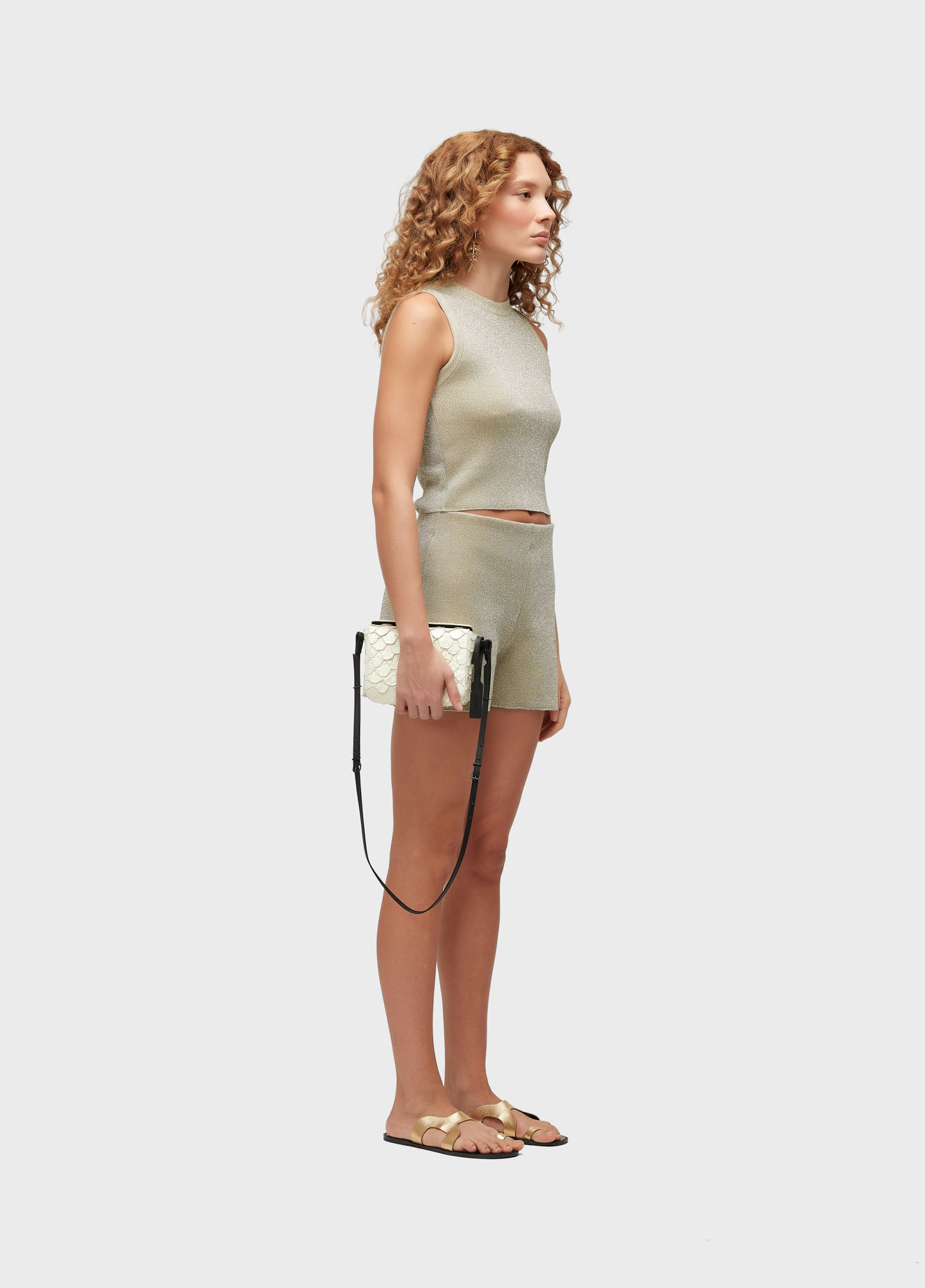 Top cropped tricot lurex