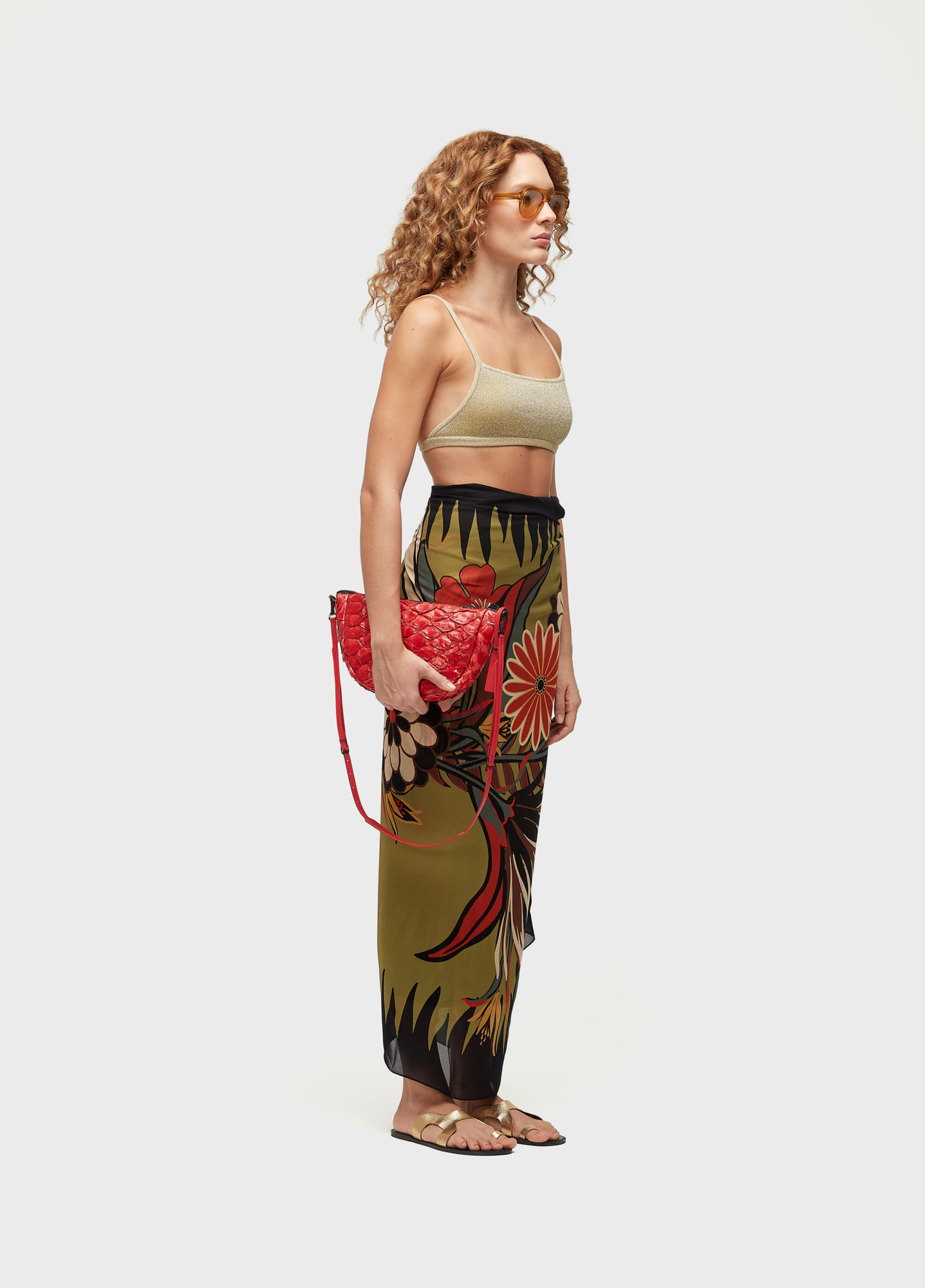Top praia tricot decote reto lurex