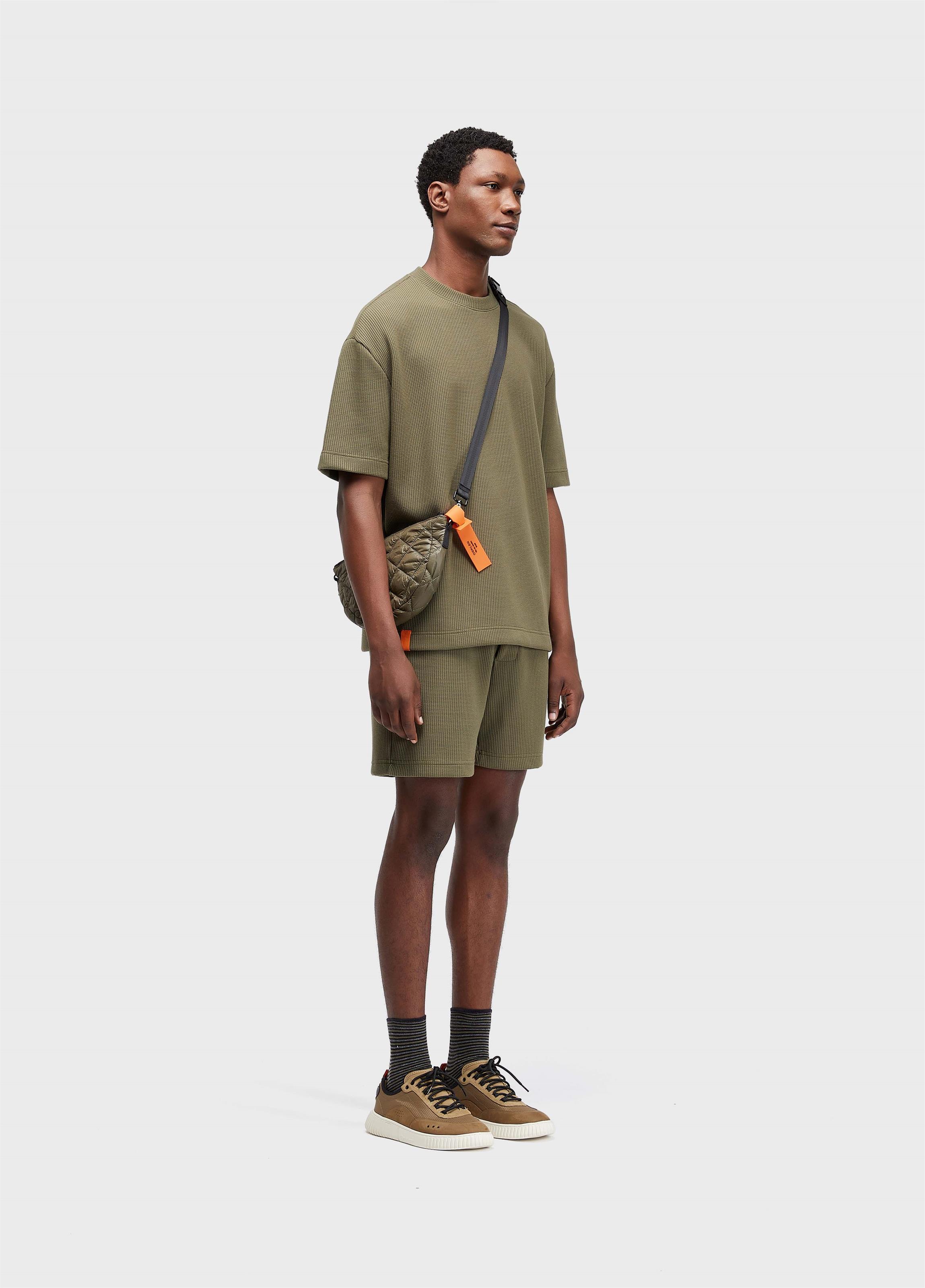 T-shirt over waffle texture
