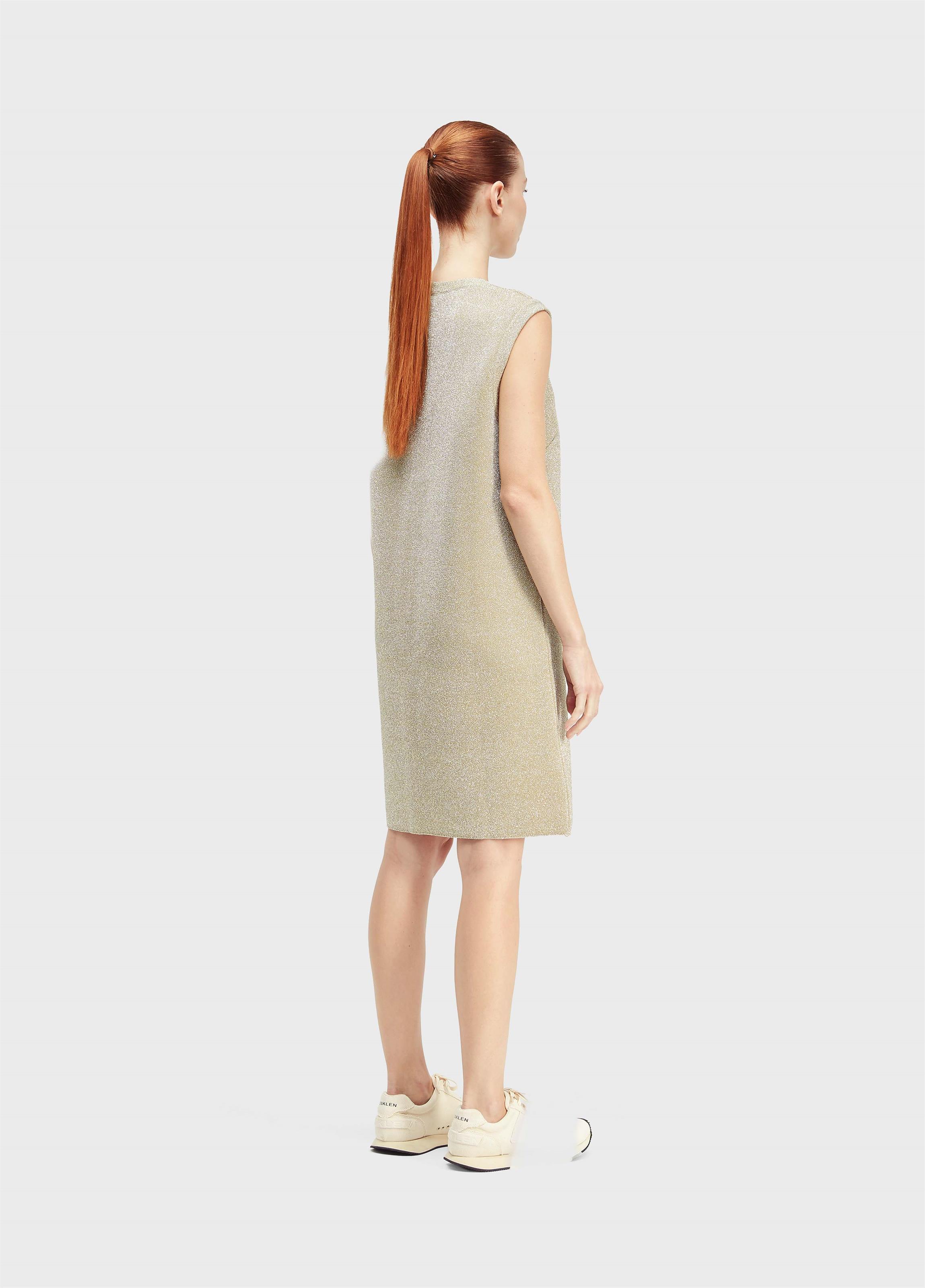 Vestido curto tricot lurex