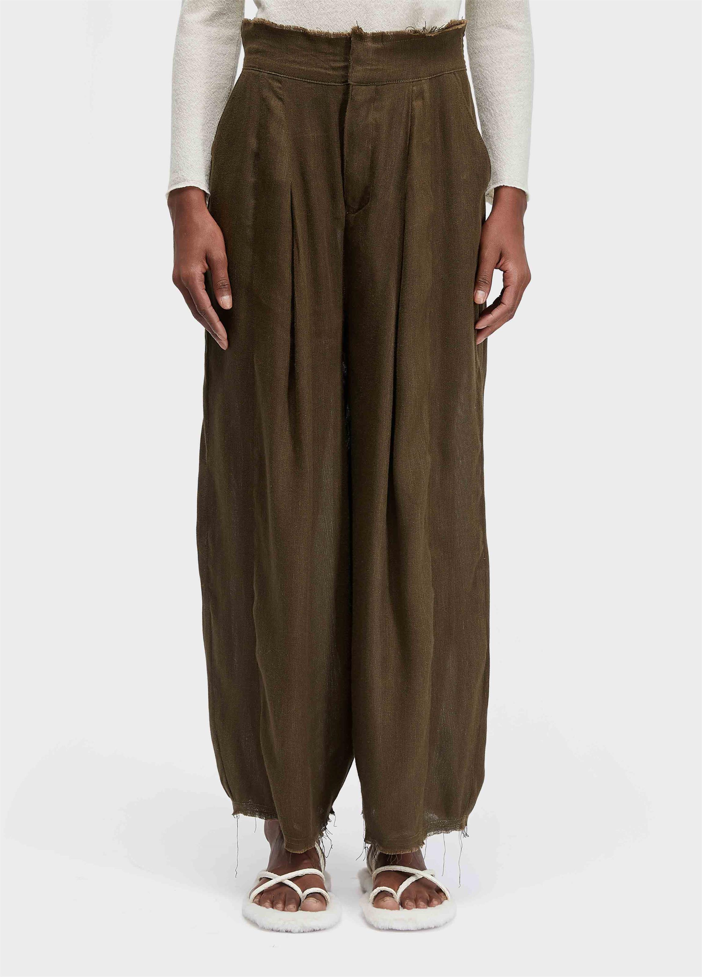 Calça pregas linho reciclado