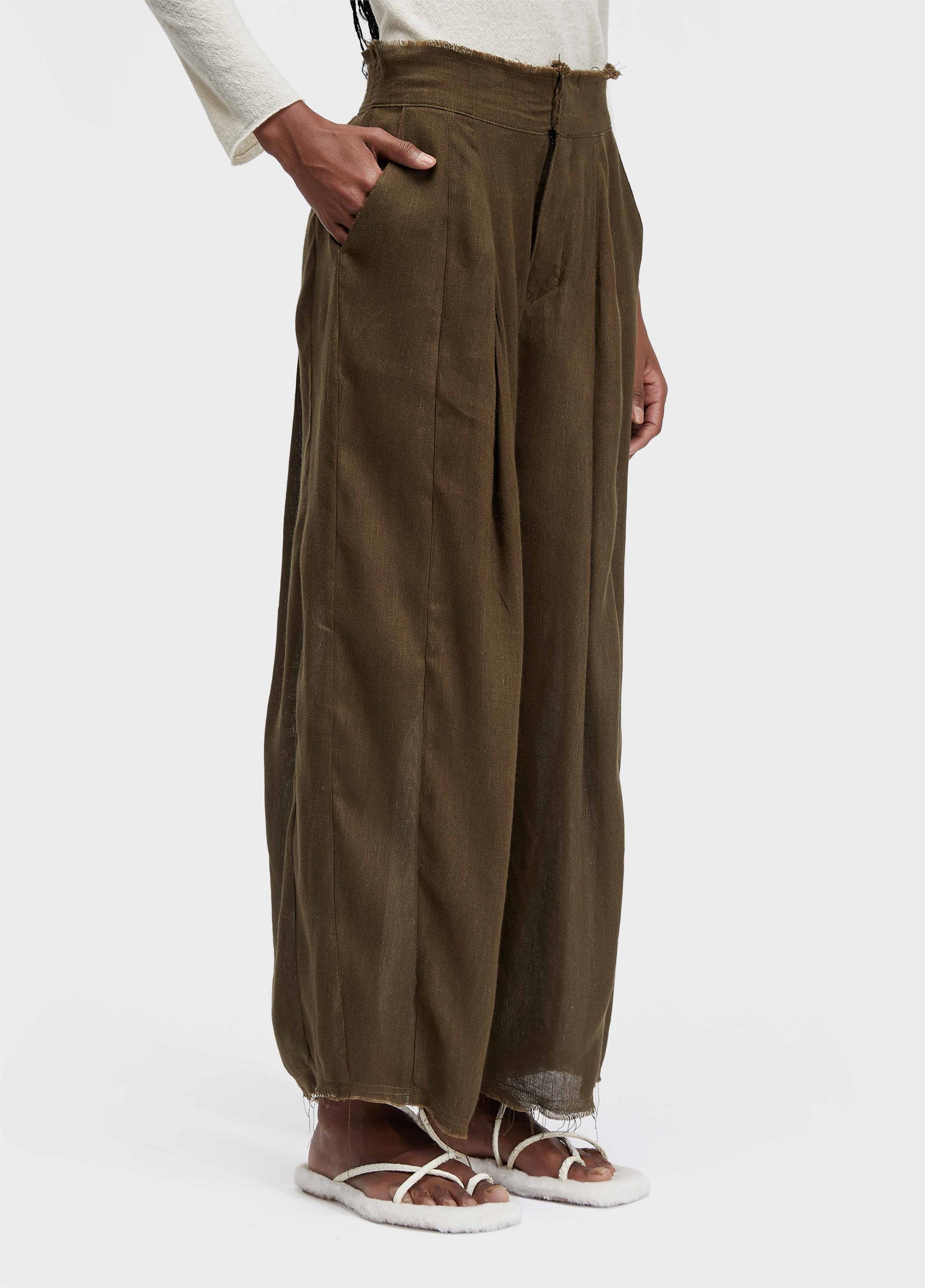 Calça pregas linho reciclado