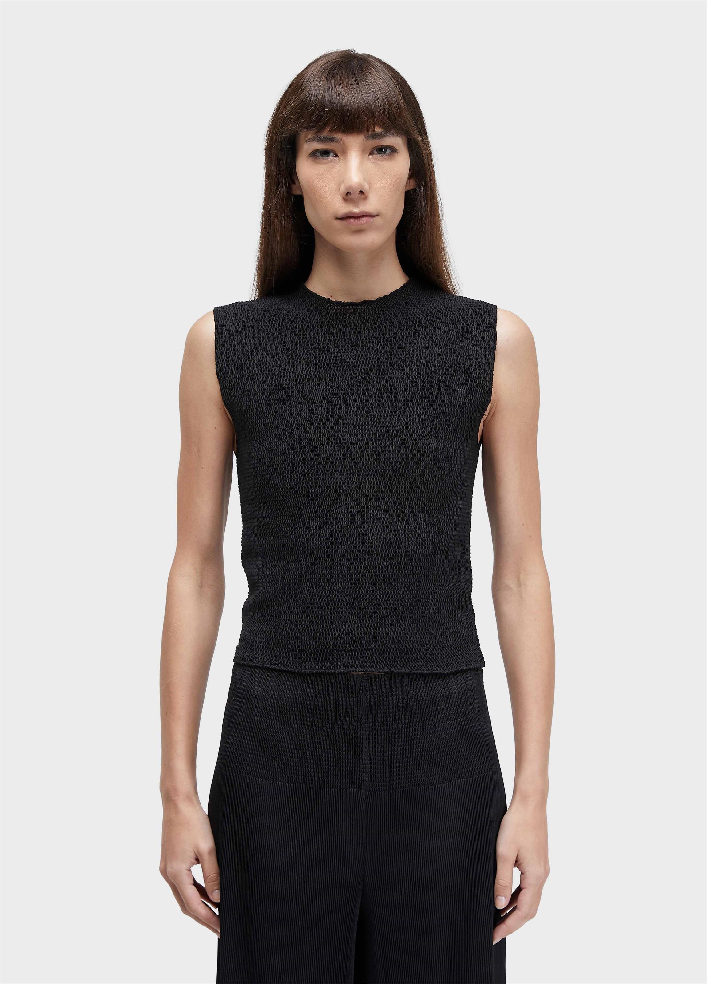 Blusa sleeveless lastex plisse