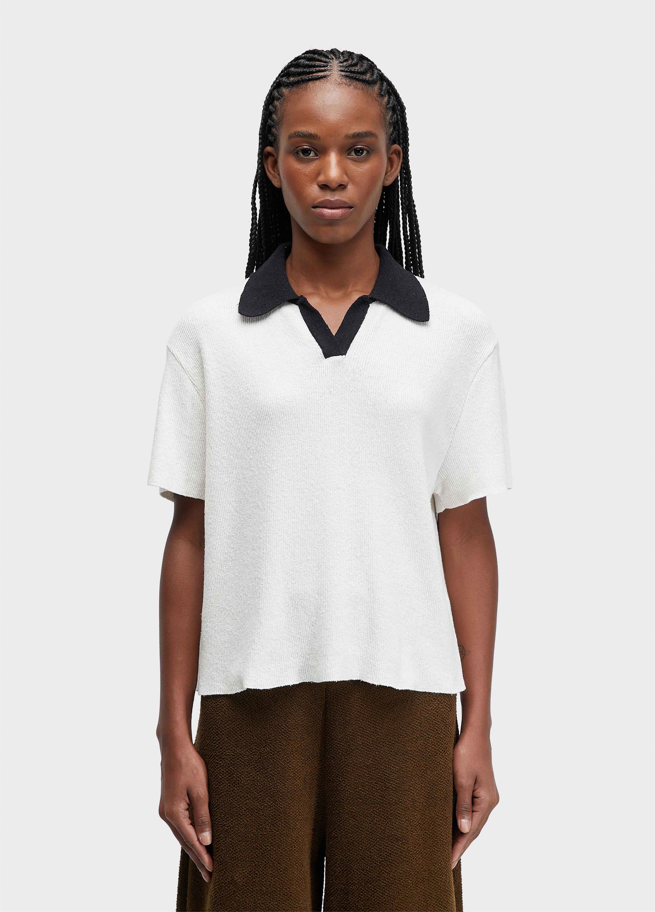 Blusa polo tricot fem over canelado | Osklen