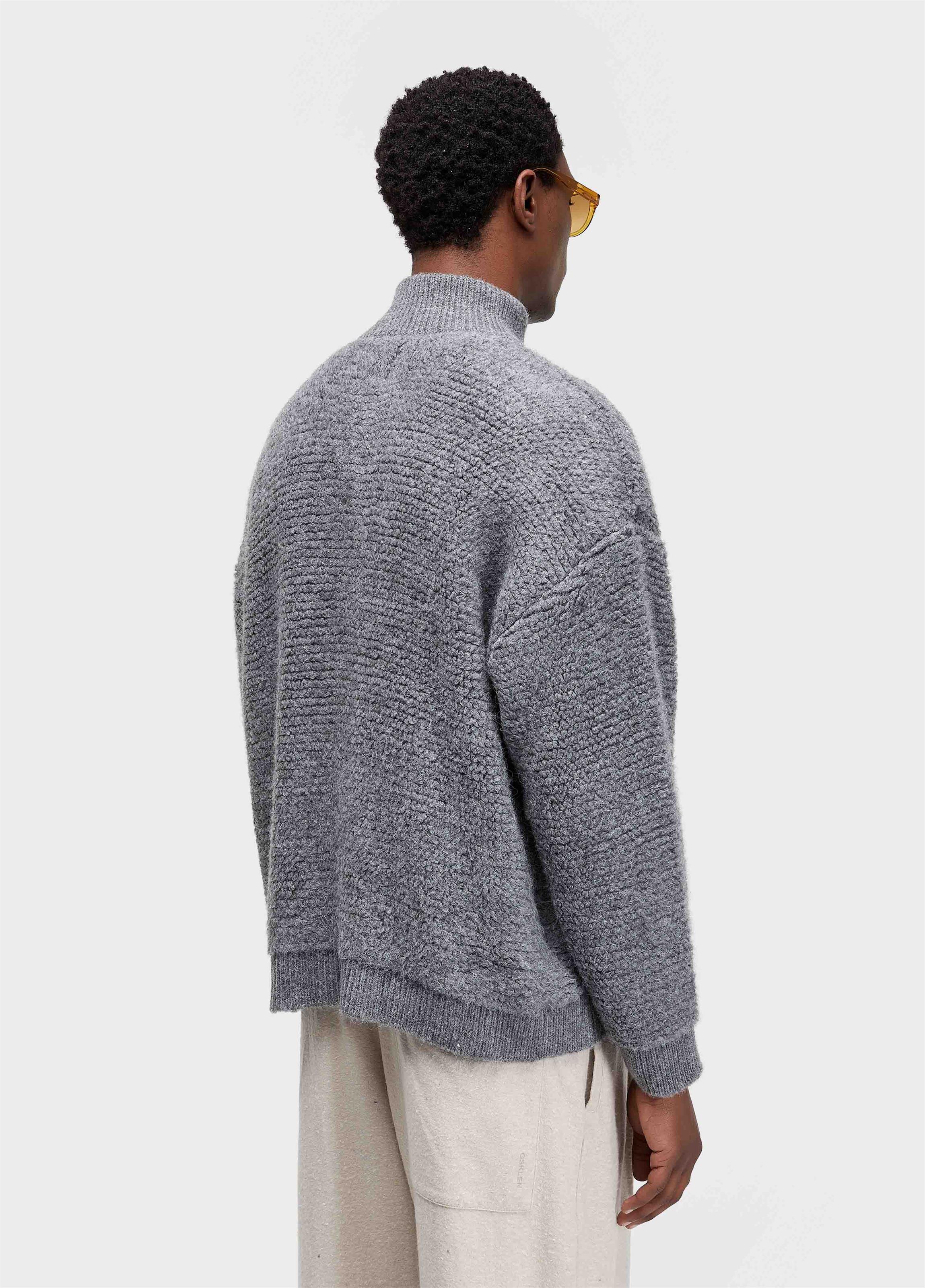 Cardigan furry gola alta mescla